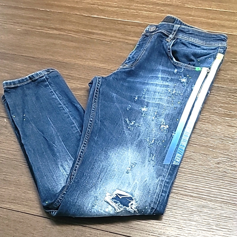 Mens Denim Skinny Biker Jeans